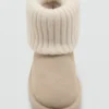 Lederstiefeletten mit Strickdetail Lederstiefeletten mit Strickdetail