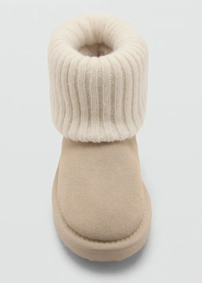 Lederstiefeletten mit Strickdetail Lederstiefeletten mit Strickdetail