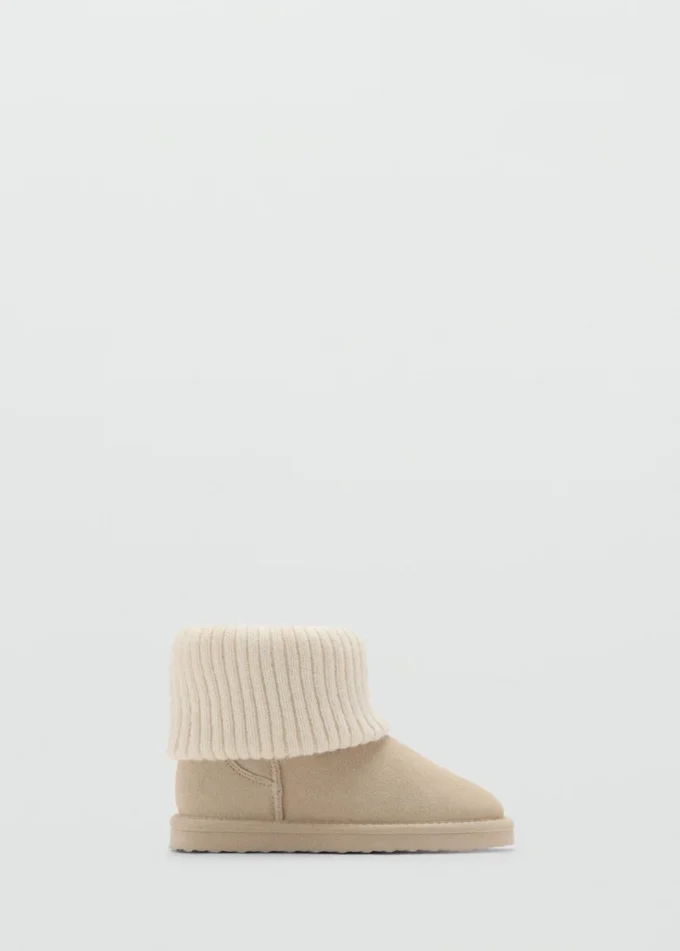 Lederstiefeletten mit Strickdetail Lederstiefeletten mit Strickdetail