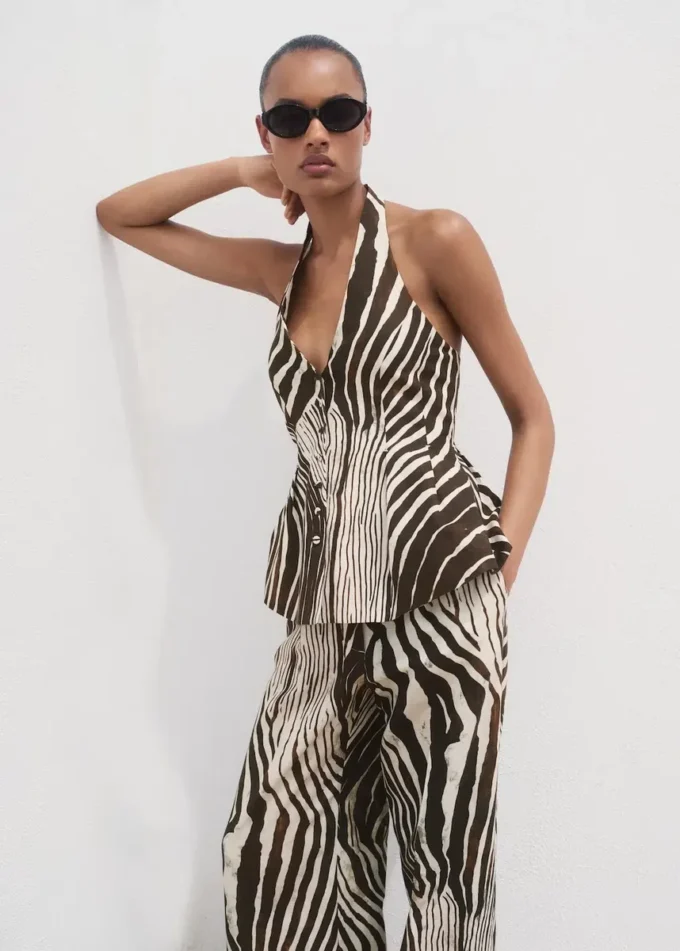 Leinenhose mit Zebradruck Leinenhose mit Zebradruck