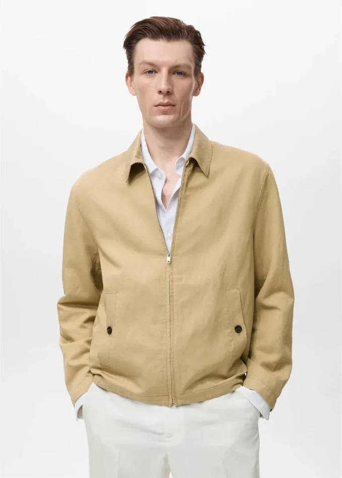 Leinenjacke mit Reißverschluss