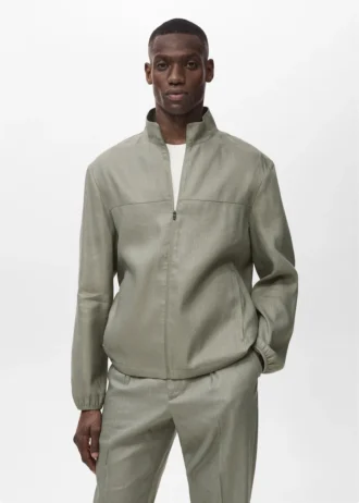 Leinenjacke mit Reißverschluss