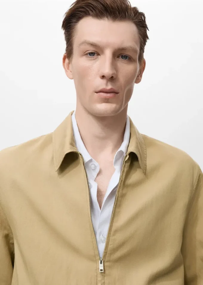 Leinenjacke mit Reißverschluss