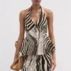 Leinenweste mit Zebradruck Leinenweste mit Zebradruck