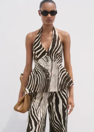 Leinenweste mit Zebradruck
