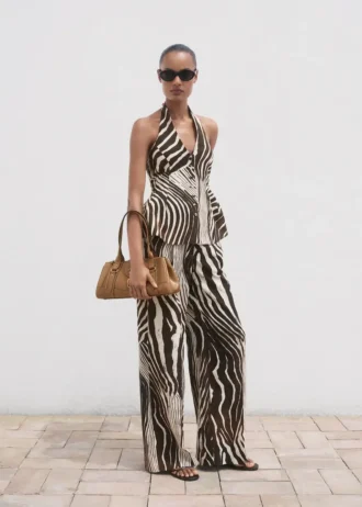 Leinenweste mit Zebradruck