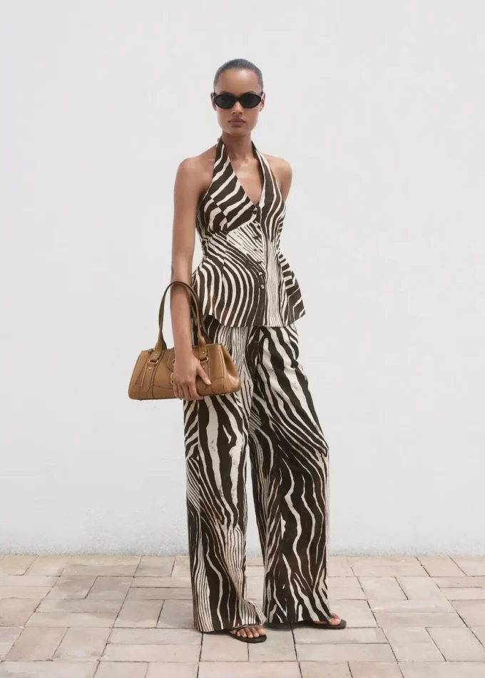 Leinenweste mit Zebradruck Leinenweste mit Zebradruck