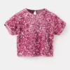 Leuchtendes T-Shirt mit Pailletten