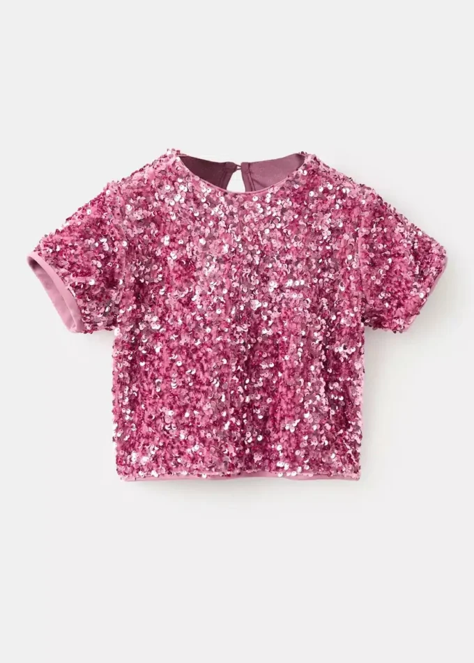 Leuchtendes T-Shirt mit Pailletten