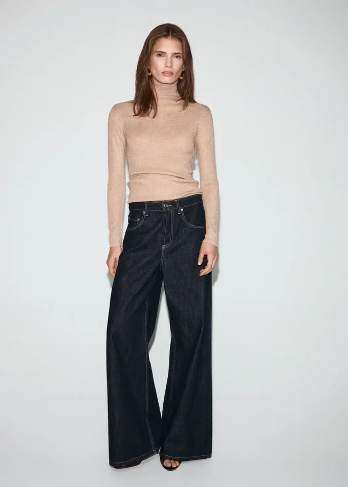 Lurex-Pullover mit Perkins-Kragen