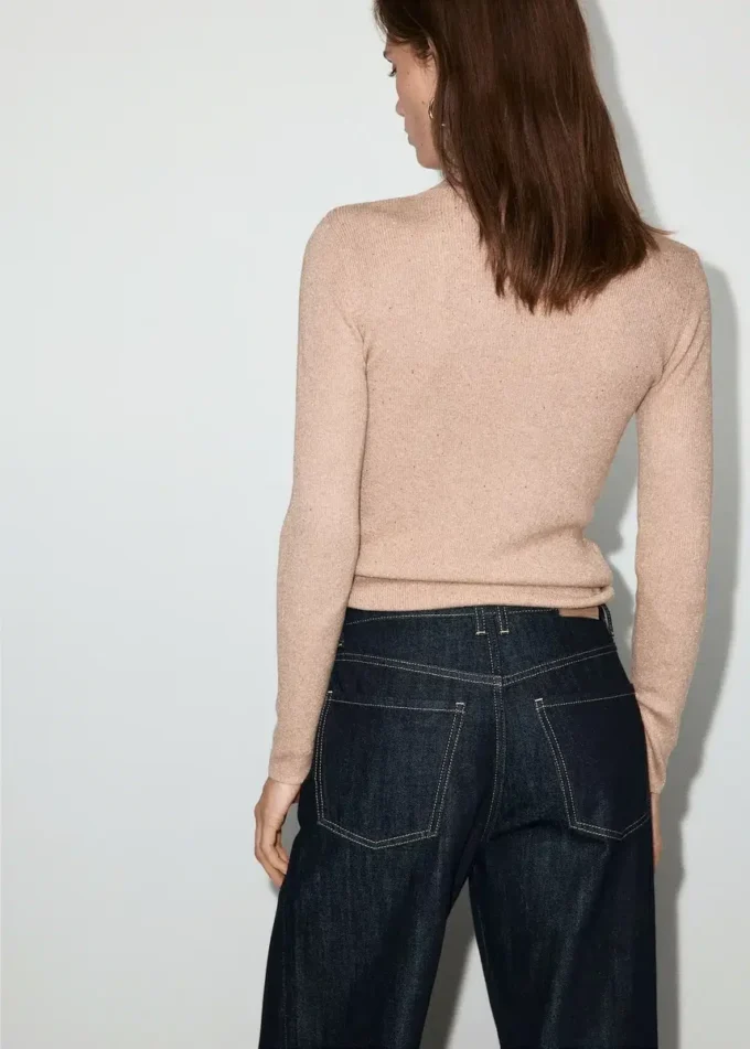Lurex-Pullover mit Perkins-Kragen