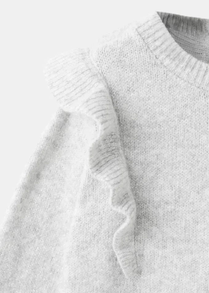 Lurex-Pullover mit Rüschen