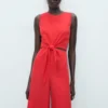 Lyocell-Jumpsuit mit Cut-outs und Knoten-Detail