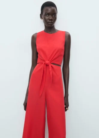 Lyocell-Jumpsuit mit Cut-outs und Knoten-Detail