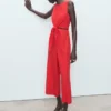Lyocell-Jumpsuit mit Cut-outs und Knoten-Detail