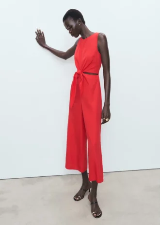 Lyocell-Jumpsuit mit Cut-outs und Knoten-Detail