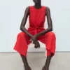 Lyocell-Jumpsuit mit Cut-outs und Knoten-Detail