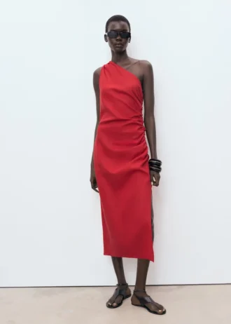 Lyocell-Kleid mit asymmetrischem Ausschnitt