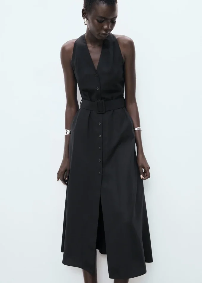 Lyocell-Kleid mit Gürtel Lyocell-Kleid mit Gürtel