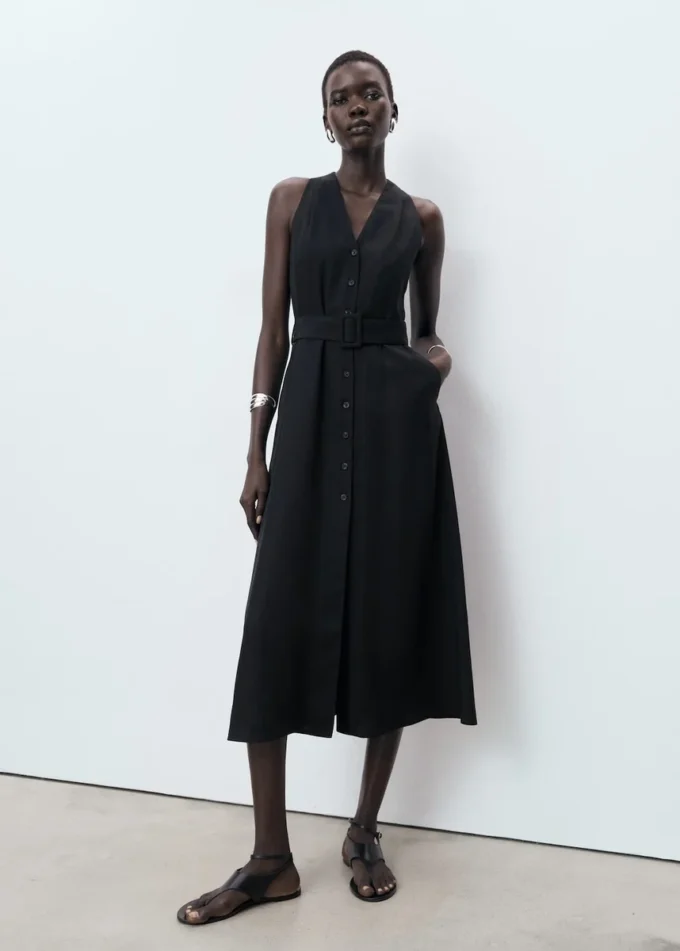 Lyocell-Kleid mit Gürtel Lyocell-Kleid mit Gürtel