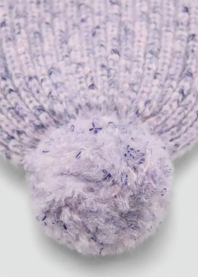 Melierte Bobble-Mütze