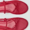 Mesh-Ballerinas mit Schnallenriemen