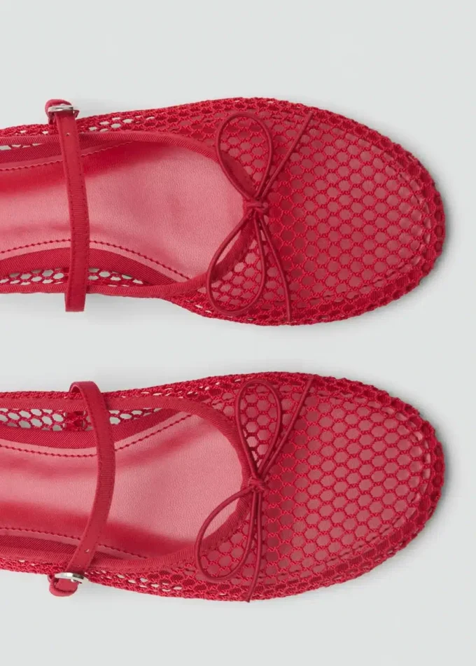 Mesh-Ballerinas mit Schnallenriemen