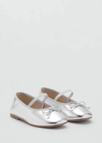 Metallic-Ballerinas mit Schleife