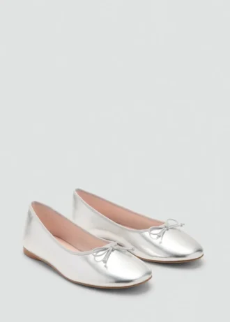 Metallic-Ballerinas mit Schleife