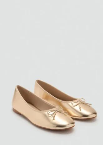 Metallic-Ballerinas mit Schleife