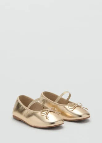 Metallic-Ballerinas mit Schleife