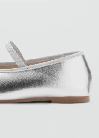 Metallic-Ballerinas mit Schleife