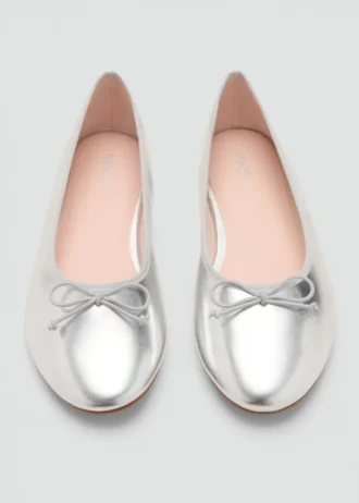Metallic-Ballerinas mit Schleife