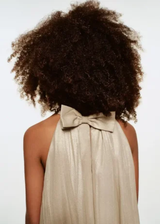 Metallic-Kleid mit Schleife