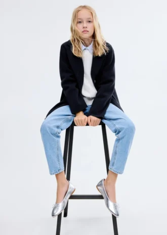 Midi-Mantel aus Stoff