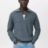 Mikrostruktur-Pullover mit Reißverschlusskragen