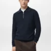 Mikrostruktur-Pullover mit Reißverschlusskragen