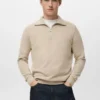 Mikrostruktur-Pullover mit Reißverschlusskragen