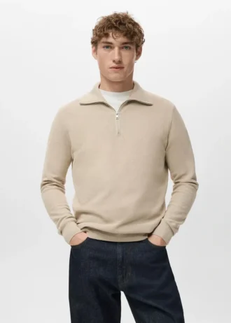 Mikrostruktur-Pullover mit Reißverschlusskragen