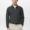 Mikrostruktur-Pullover mit Reißverschlusskragen