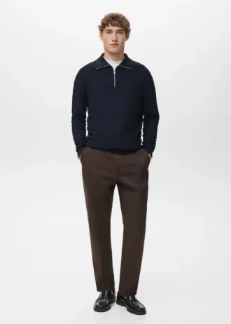 Mikrostruktur-Pullover mit Reißverschlusskragen