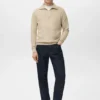Mikrostruktur-Pullover mit Reißverschlusskragen