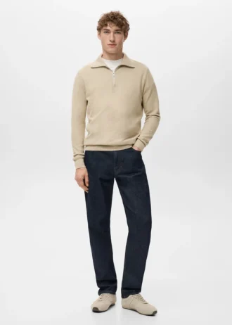 Mikrostruktur-Pullover mit Reißverschlusskragen