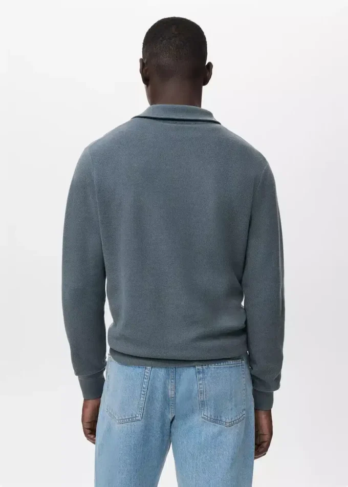 Mikrostruktur-Pullover mit Reißverschlusskragen