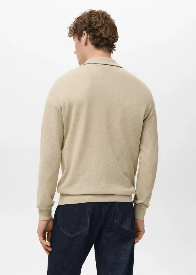 Mikrostruktur-Pullover mit Reißverschlusskragen