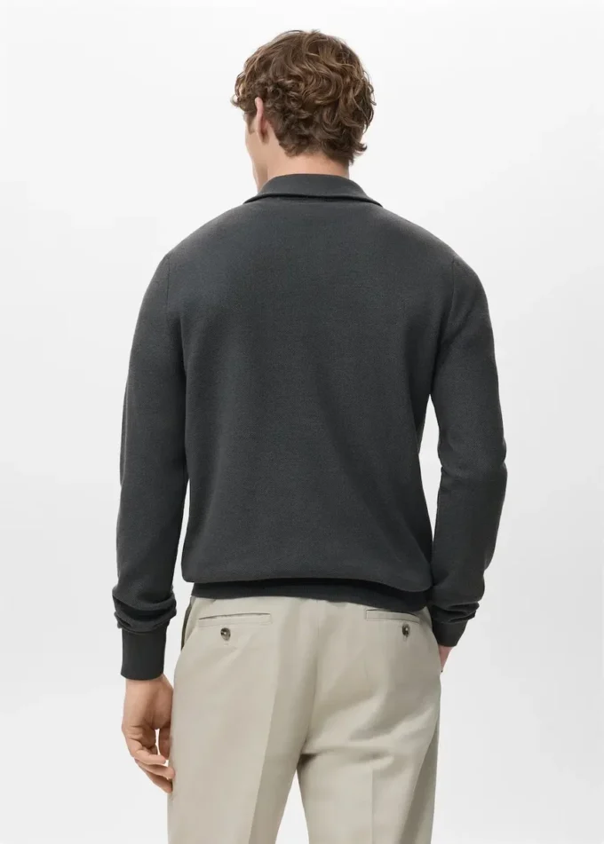 Mikrostruktur-Pullover mit Reißverschlusskragen