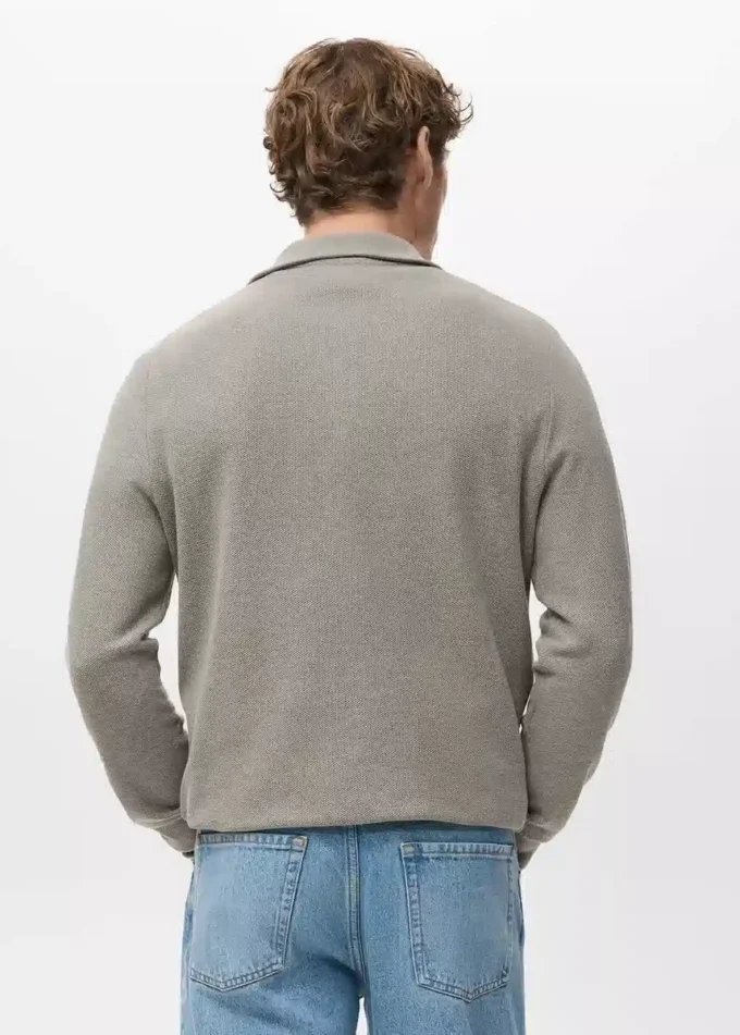 Mikrostruktur-Pullover mit Reißverschlusskragen