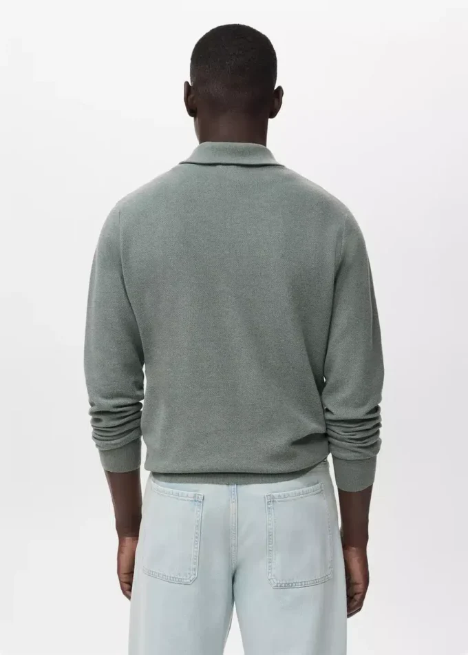 Mikrostruktur-Pullover mit Reißverschlusskragen