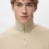 Mikrostruktur-Pullover mit Reißverschlusskragen