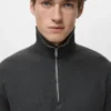 Mikrostruktur-Pullover mit Reißverschlusskragen